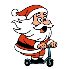Santa Claus on Mini Scooter Illustration