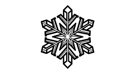 Fototapeta premium Elegant monochrome snowflake symbol for winter season decoration and festive holiday designs, perfect for seasonal graphics and icy motifs, evoking cold beauty and festive cheer
