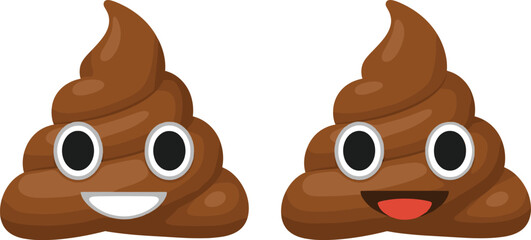 Cute smiling poop emoji characters vector illustration set with happy cartoon faces, funny expressions, and playful design for stickers, apps, and digital projects. © Sumon Creative
