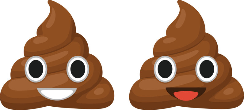Cute smiling poop emoji characters vector illustration set with happy cartoon faces, funny expressions, and playful design for stickers, apps, and digital projects.