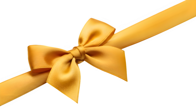 Elegant gold ribbon bow on a black background for gift wrapping and decoration