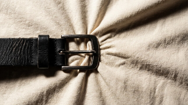 constriction. Over-tightened leather belt leaving deep impression marks on surface. lifestyle magazines, social media lookbooks, designed for lifestyle magazines and social media content.