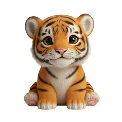 Fototapeta premium Adorable baby tiger cub sitting sweetly, perfect for children's designs