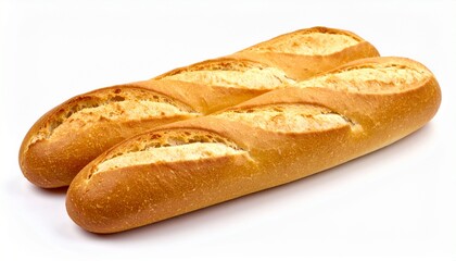 Two fresh golden french baguette bread loaves