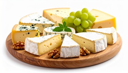 French cheese platter with grapes and walnuts