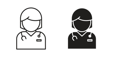 Nurse icon in doodle and stroke style.