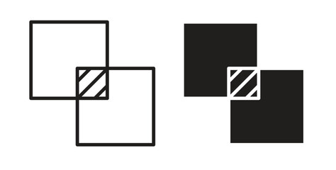 Object intersect icon in doodle and stroke style.