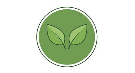 Green Circle with Two Leaves Symbolizing Nature and Sustainability.
