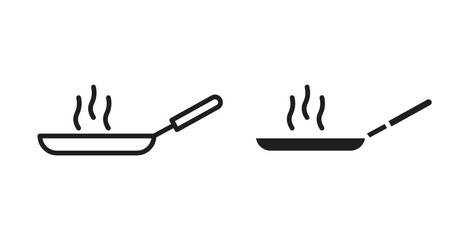 Pan frying icon in doodle and stroke style.