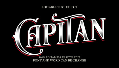 Captain Text Effect, Vintage Western Style, Retro Typography.