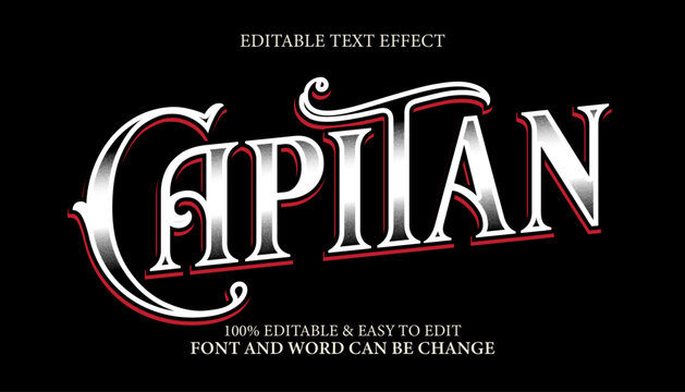 Captain Text Effect, Vintage Western Style, Retro Typography.
