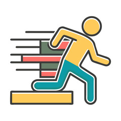 Person running up stairs with motion blur effect