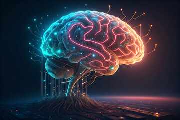 Human brain X-ray scan: detailed 3D medical illustration highlighting intelligence, neurology, and the body's anatomy, science, and technology