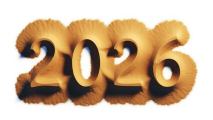 2026 numeric year design with textured golden appearance  