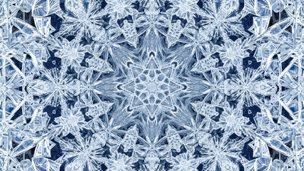 Abstract Ice Crystal Kaleidoscope Pattern Background