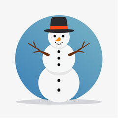 Flat Design Small Snowman Icon