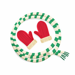 Flat Design Mittens and Scarf Set Icon