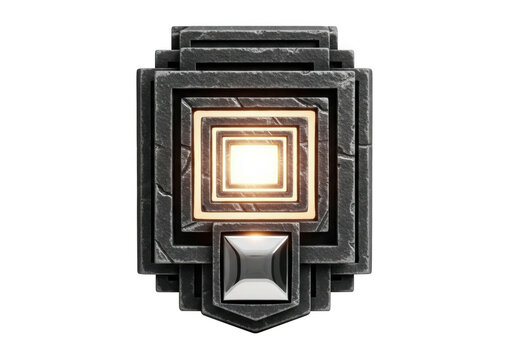 Geometric art deco emblem with glowing center isolated on transparent background emblem design logo element