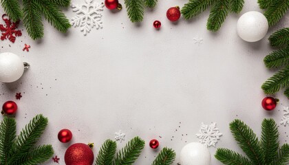 Festive holiday decorations home image of christmas ornaments and greenery seasonal environment top-down view celebratory concept for seo optimization