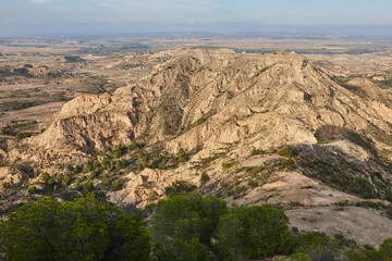 Picturesque landscape badlands in Los Monegros. Viewpoint Jubierre. Huesca, Spain