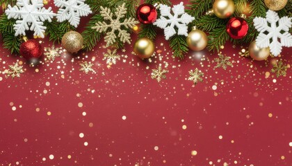 Festive holiday decoration with snowflakes and ornaments cozy indoor setting digital image cheerful atmosphere top-down view celebratory concept for seasonal cheer