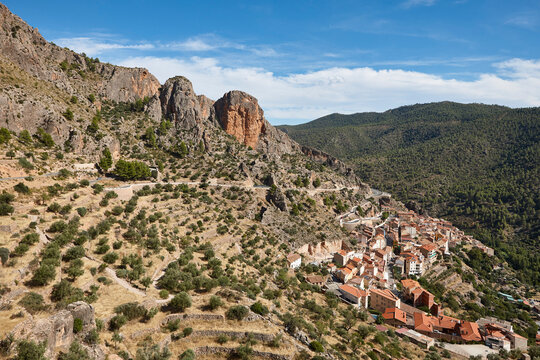 Picturesque village nestled in the mountain. Ayna. Castilla Mancha. Spain