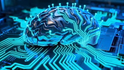 Artificial intelligence brain on circuit board - Powered by Adobe