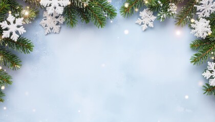 Festive winter wonderland scene with snowflakes and pine cozy atmosphere holiday greeting card design cheerful vibes close-up view winter celebration concept