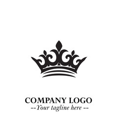 Elegant Black Crown Logo Symbol on a Clean White Background for Premium Branding Design