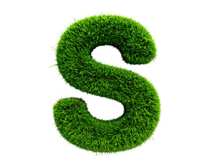 Lush letter S made of vibrant green grass perfect for eco-friendly designs or spring time promotions and environmental themes