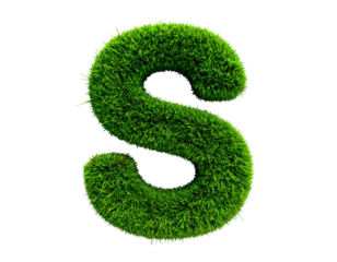 Lush letter S made of vibrant green grass perfect for eco-friendly designs or spring time promotions and environmental themes