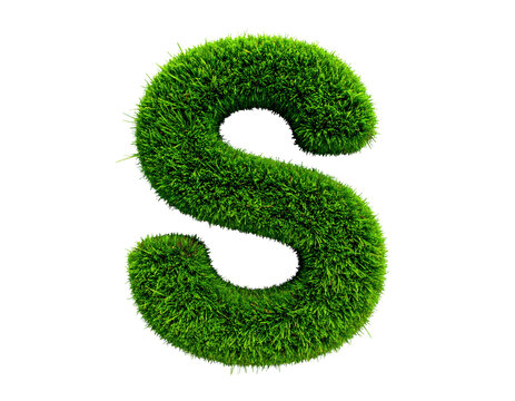 Lush letter S made of vibrant green grass perfect for eco-friendly designs or spring time promotions and environmental themes