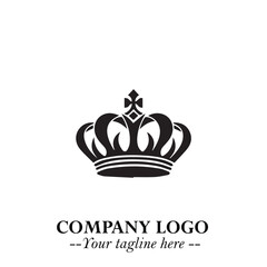 Elegant Black Crown Logo Symbol on a Clean White Background for Premium Branding Design