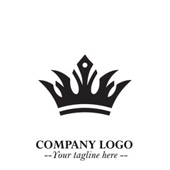 Fototapeta premium Elegant Black Crown Logo Symbol on a Clean White Background for Premium Branding Design