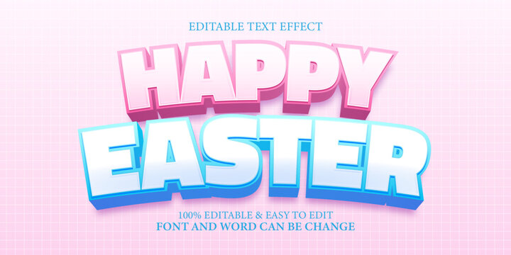 Sweet, Editable 3D Happy Easter Text Effect