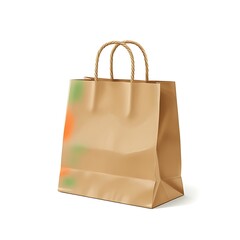 Paper Shopping Bag Graphic Resource Brown Color Isolated on White Background