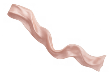 Smooth pink silk fabric piece floating freely, flowing and waving as abstract material, elegant pastel textile design element