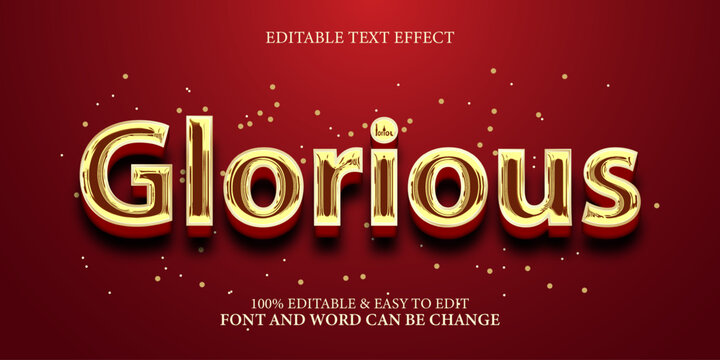 "Glorious" Gold 3D Text Effect (Editable)