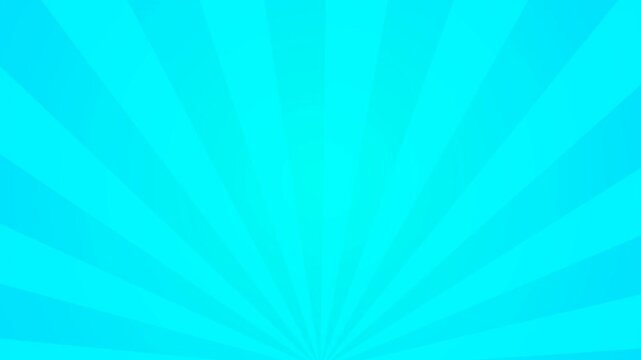 Blue rotating summer sun rays background. Retro sun rays streaks. 4K video.
