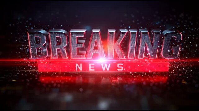 Breaking news intro template for TV broadcast programs, featuring 3D breaking news text and emblem in a cyber-themed, futuristic design