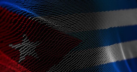 Cuba flag waving pixel. Cuban blowing banner cyber attack hack and security concept animation. - Powered by Adobe