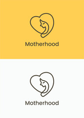 Minimalist Motherhood Logo with Abstract Mother and Child Symbol