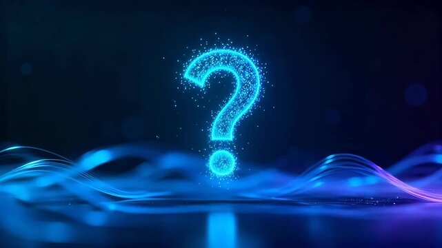Glowing question mark on abstract background
