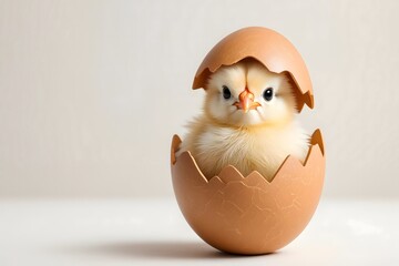Baby Chick Hatching from Cracked Egg - Symbol of New Life and Hope