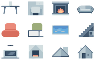 Modern Home Essentials Icon Set – Clean & Minimal Interior & Furniture Illustrations