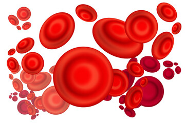 abstract collection of red blood cells without background