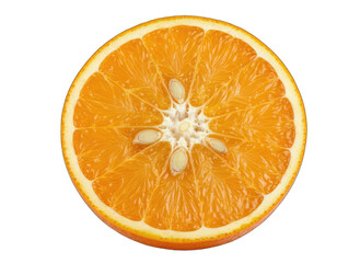 A Brightly Lit Close Up Of A Juicy Orange Slice Isolated On A Transparent Black Background Showing Its Texture And Seeds