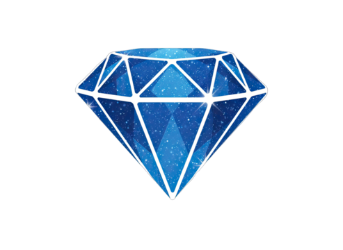 A Brilliant Blue Diamond with White Facet Outlines and a Starry Interior on a Black Background - Powered by Adobe