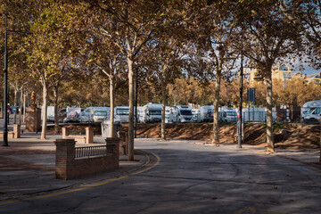 Motorhome parking Benalmadena autumn trees