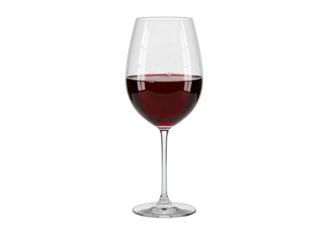 A Clear Transparent Wine Glass Filled With Red Wine Isolated On A Black Background With A Subtle Reflection